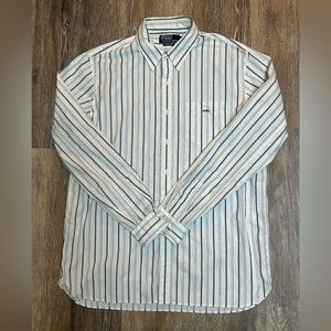 Ralph Lauren Long Sleeve White Striped Button Down Custom Fit Shirt Men’s Size L